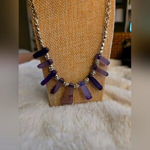 Chic Purple Silver Necklace